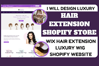 design hair extension shopify store wix hair wig extension shopify website