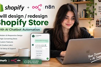 design a shopify store and integrate n8n chatbot automation