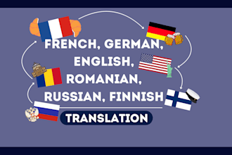 translate between english, german, french, romanian, russian, finnish
