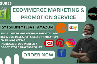 promote ecommerce stores, etsy, shopify, ebay, amazon to boost traffic and sales