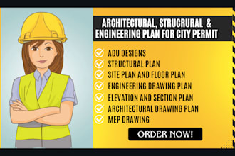 draw architectural plan electrical mep structural plan adu pe stamp for permit