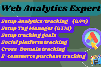 setup google analytics 4, ads conversion tracking, ga4 ecommerce tracking by GTM
