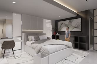 do bedroom interior design and 3d rendering