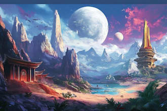 draw environment concept art, fantasy worlds