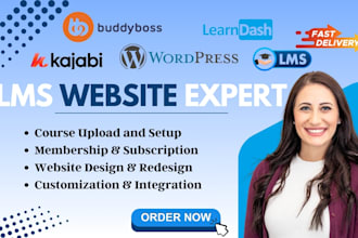 build wordpress lms website with learndash, tutor lms, masterstudy buddyboss