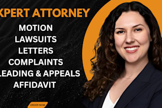 draft legal motion, legal complaint, legal appeal, lawsuit, legal documents