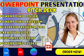 redesign your powerpoint, business presentation, pitch deck and creative slides