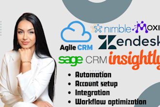 setup agile crm insightly sage zendesk moxie nimble automation integration