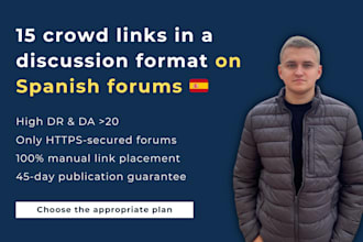 create 15 crowd links on spanish forums in new topics in a discussion format