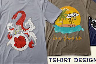 draw premium cartoon streetwear tshirt designs