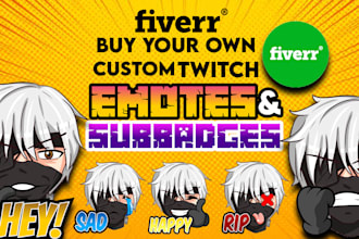 design chibi emotes and sub badges for twitch unique and expressive designs