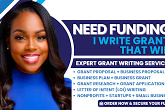 do grant proposal writing, grant research, write business plan and grant, PPT