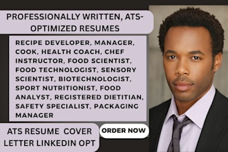 write a food science resume, food technologist, food stylist and health coach