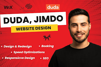 redesign wix design squarespace, showit template jimdo booking website, duda seo