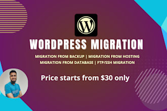 migrate wordpress website, database and hosting