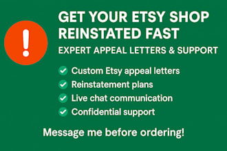 get your etsy shop reinstated fast, expert appeal letters, and support