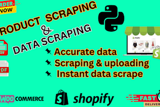 scrape and import products from woocommerce to shopify or shopify to woocom