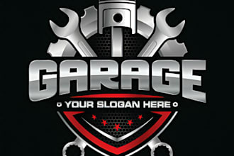 a cool motorcycle garage logo illustration design