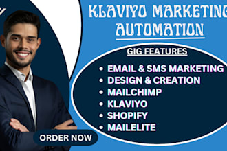 setup or manage shopify klaviyo email marketing, mailchimp, mailerlite expert