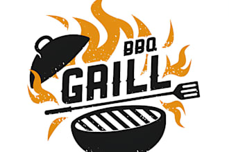 design burger, fast food, grill, BBQ and restaurant logo