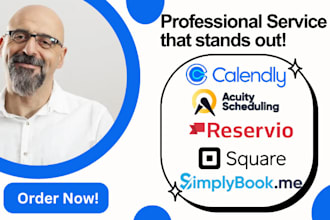 set up calendly, acuity scheduling, square, simplybook me booking appointments