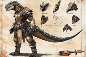 create fantasy dnd character, concept art, and dnd party