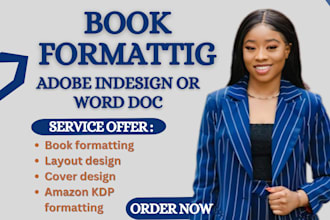 do book formatting and design interior layout in adobe indesign, microsoft word