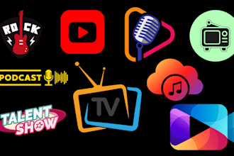 create a modern entertainment logo for music, dj, and media