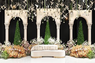 sketch and illustrate 3d render of custom wedding decor and event design