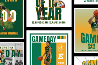 make sports posters, graphics, game day posts, social media