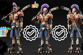 do 3d character modeling, 3d model for printing, 3d sculpting, 3d game character