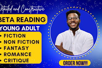 do alpha reading, beta reading, developmental book editing for young adult ebook