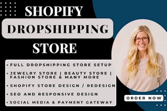 shopify store design, shopify dropshipping store, design redesign shoify store
