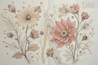 draw botanical illustrations of flowers or plants design