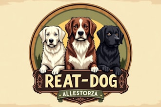 do cute dog, cartoon character, portrait, and animal logo design
