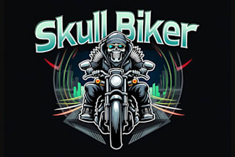 design unique skull biker logo with unlimited revisions