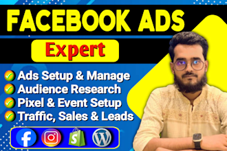 setup facebook ads campaign, instagram ads, shopify fb ads for leads and sales