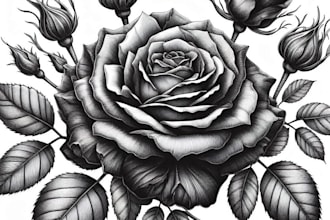 draw botanical illustration of flower illustration