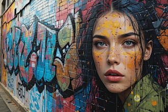 create unique street art graffiti artwork based in your pic