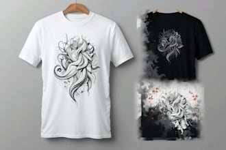 do custom line art, abstract, t shirt, clothing, fashion logo design