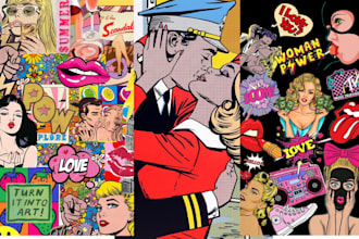 draw retro comic, old school comic , 60s 70s 80s retro vintage comic ,pop art