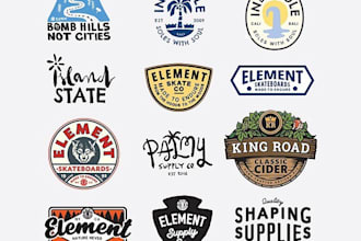 create a badge, label, patch design, stamp, emblem, and retro vintage logo