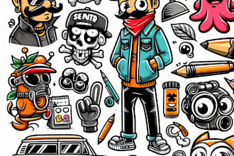design wall art, graffiti, mural, doodle or canvas art