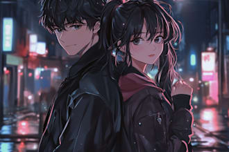 make a anime couple character art anime style