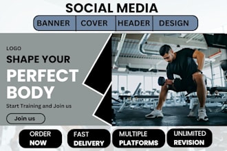 design facebook cover banner, youtube banner, linkedin cover, twitter header