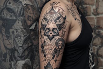 create sleeve tattoo design in geometric style