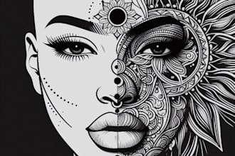 create minimalist line art tattoo with my style