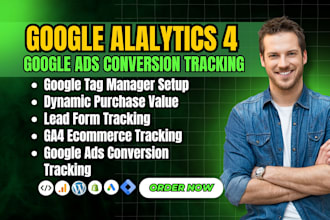 setup google analytics 4, ads conversion tracking, ga4 ecommerce tracking, GTM