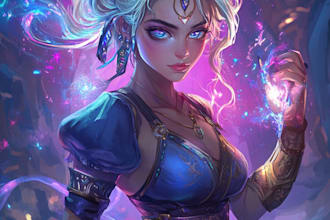 draw dnd character art illustration or game character art