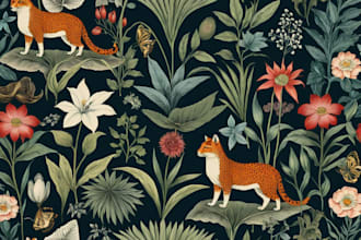 draw botanical and animal designs and patterns for you